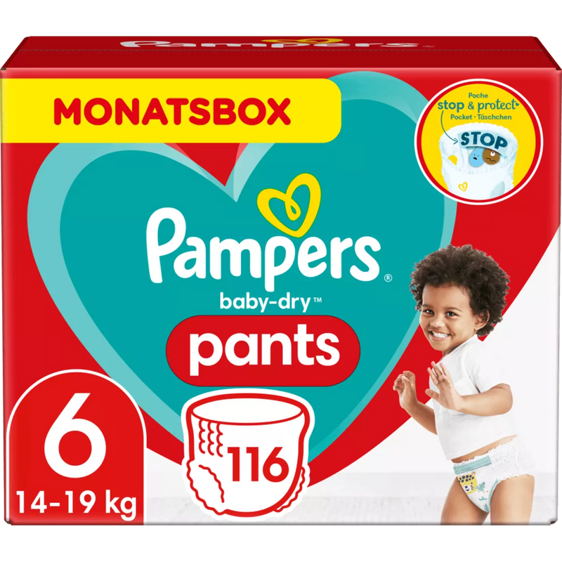 Pampers Broek Baby Dry, maat 6, Extra Large, 15+kg, maandpakket, 116 stuks