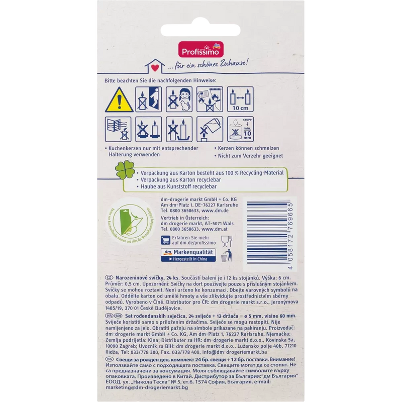 Profissimo Verjaardagskaarsenset, 24 stuks