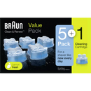 Braun Cartouches de nettoyage, Clean &amp; Renew 5+1 pack, 6 pièces