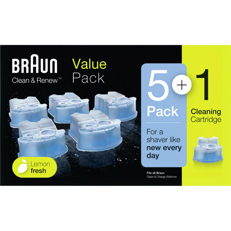 Braun Reinigingspatronen, Clean & Renew 5+1-pack, 6 stuks