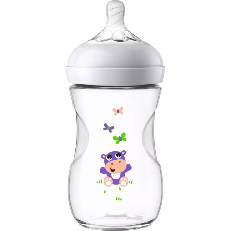 Philips AVENT Babyfles Natural 2.0 paars met siliconenspeen, 0-6 maanden, 260ml, 1 stuk