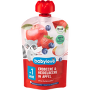 babylove Babymaaltijd Knijpzakjes 12+ Maanden aardbei & bosbes in appel 100g