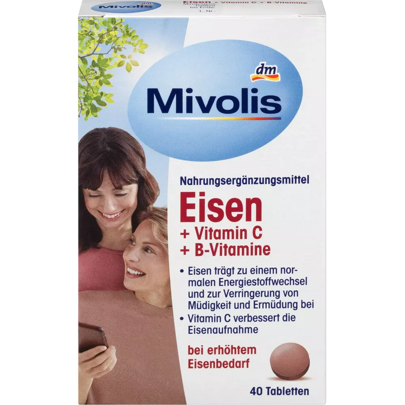Mivolis IJzer + vitamine C + B-vitaminen, tabletten, 40 stuks, 25 g