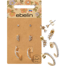 ebelin Oorsteker combinatie goud-look met strass, 6 stuks.