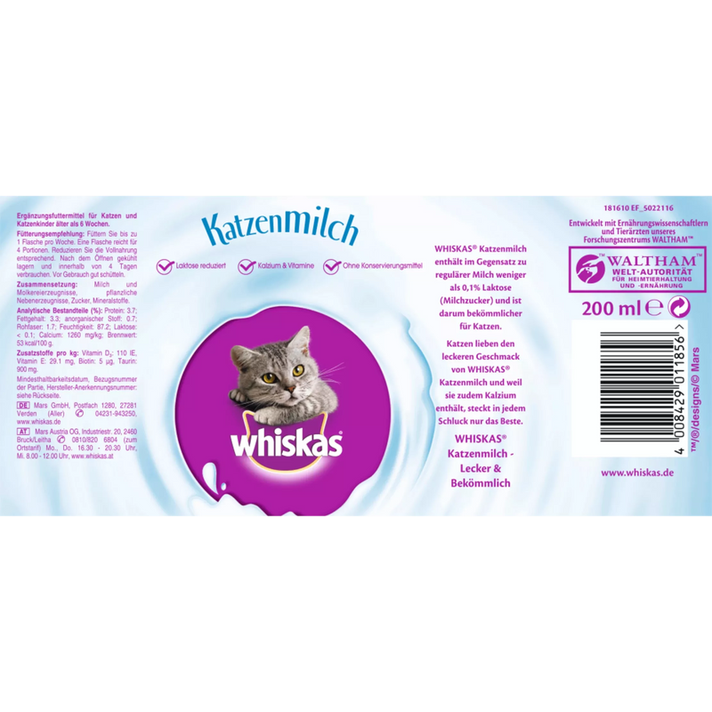 Whiskas Kattenmelk, 200 ml
