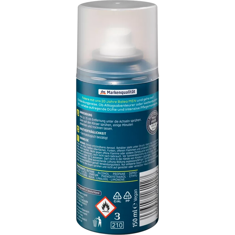 Balea MEN Deodorant + Lichaamsspray Action Seeker, 150 ml