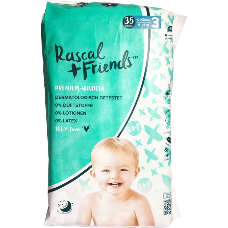 Rascal+Friends Baby Luiers maat 3, 6-11 kg, 35 stuks