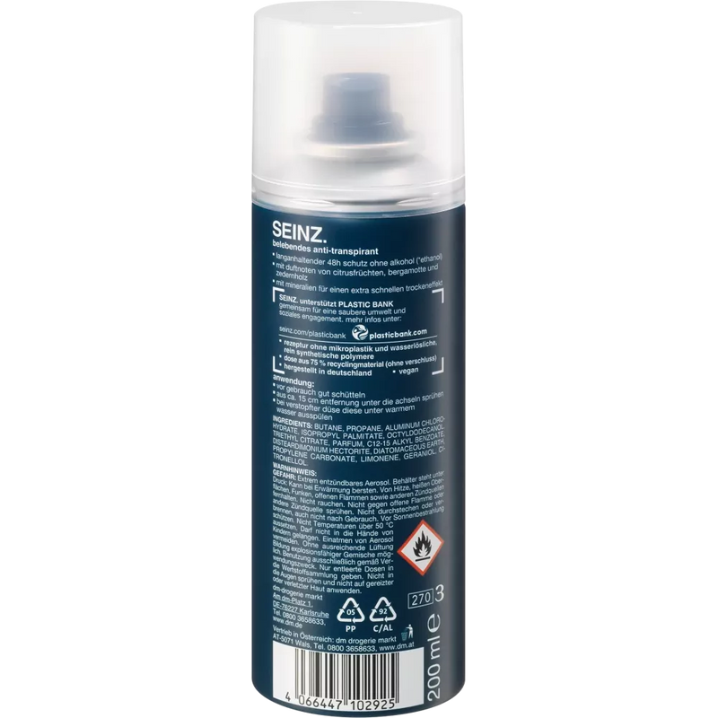 SEINZ. Deodorant Spray Sport Antiperspirant, 200 ml