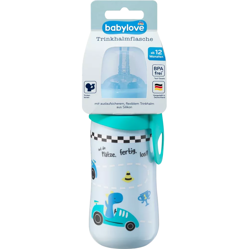 babylove Drinkfles met flexibel en zacht drinkrietje van silicone vanaf 12 maanden, 330ml, Racing, 330 ml
