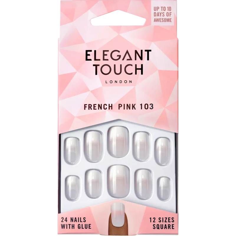 Elegant Touch Kunstnagels French Nails - Roze (103), 24 stuks