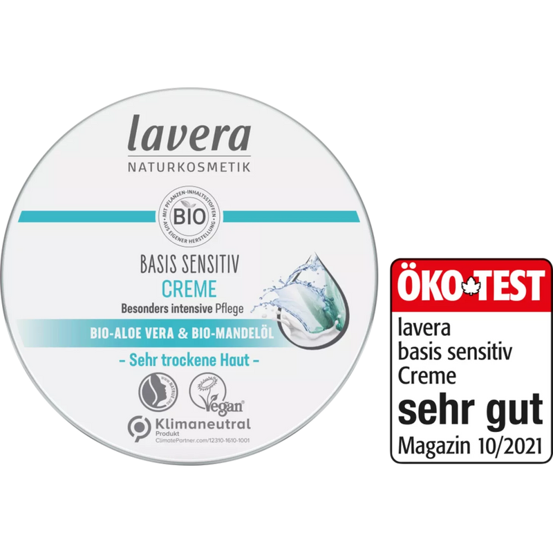 lavera Basis Sensitive gezichtscrème in een blik, 150 ml