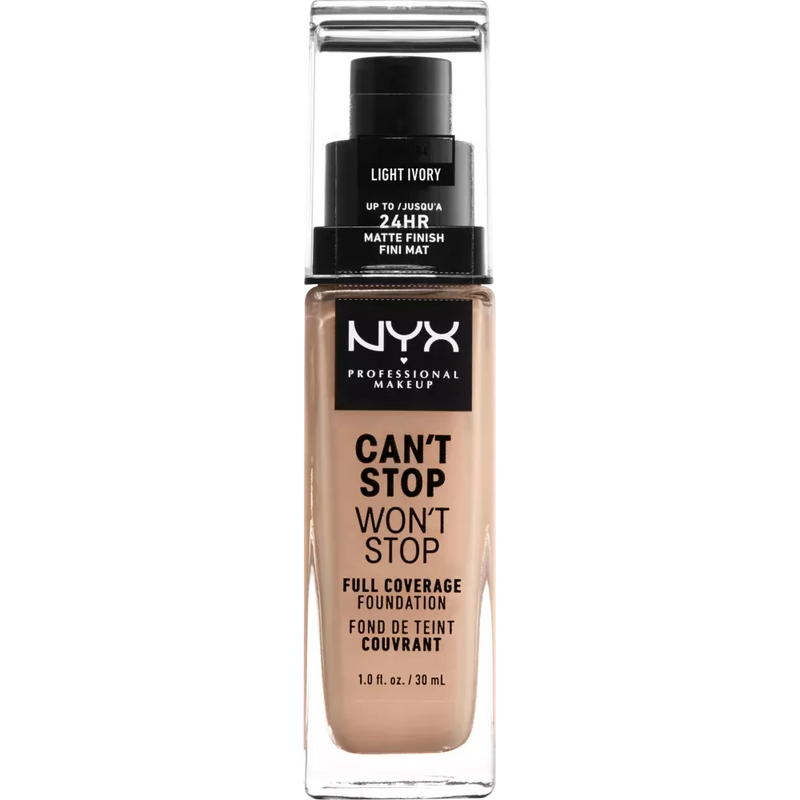 NYX PROFESSIONAL MAKEUP Foundation Can't Stop Won't Stop 24-Hour Light Ivory 04, 30 ml