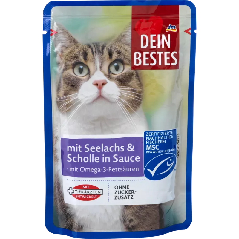 Dein Bestes Natvoer voor katten, MSC gecertificeerd met koolvis & schol, in saus, 100 g