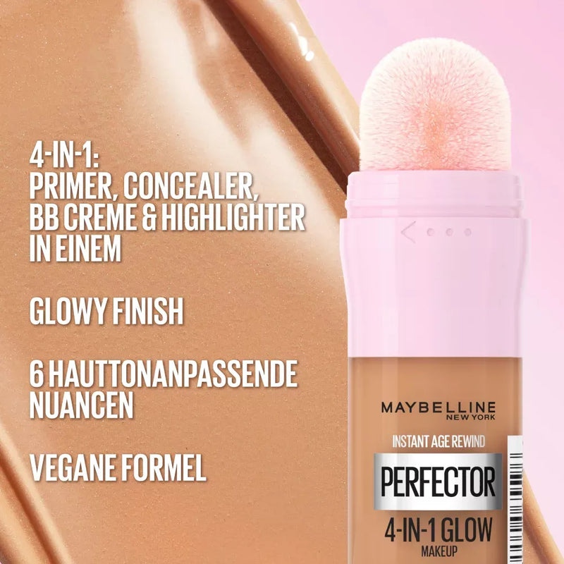 Maybelline New York Foundation Instant Perfector Glow 4in1, 1.5 Licht Medium, 20 ml