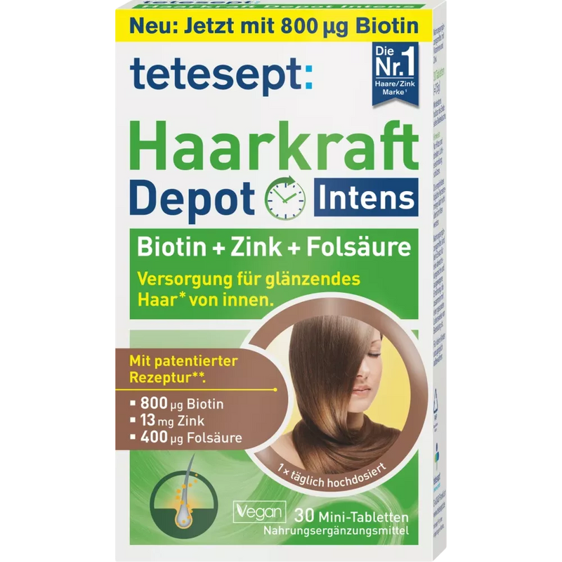 tetesept Hair Power Depot Intens Biotine + Zink + Foliumzuur Tabletten 30 stuks, 7,5 g