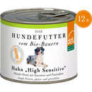 Defu Nourriture humide pour chiens, poulet biologique, haute sensibilité, sans céréales, multipack (12 x 200g), 2,4 kg