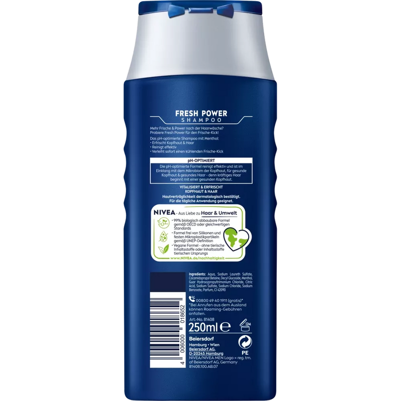 NIVEA MEN Shampoo Fresh Power, 250 ml