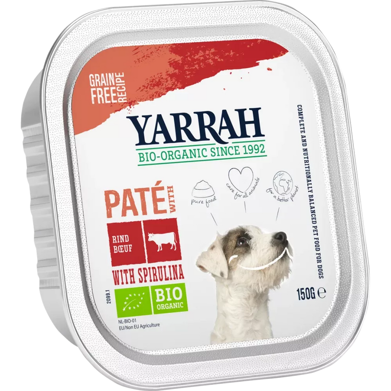 Yarrah Honden Natvoer Bio Paté met rundvlees, kip en kalkoen, Multipack (6 x 150g), 900 g