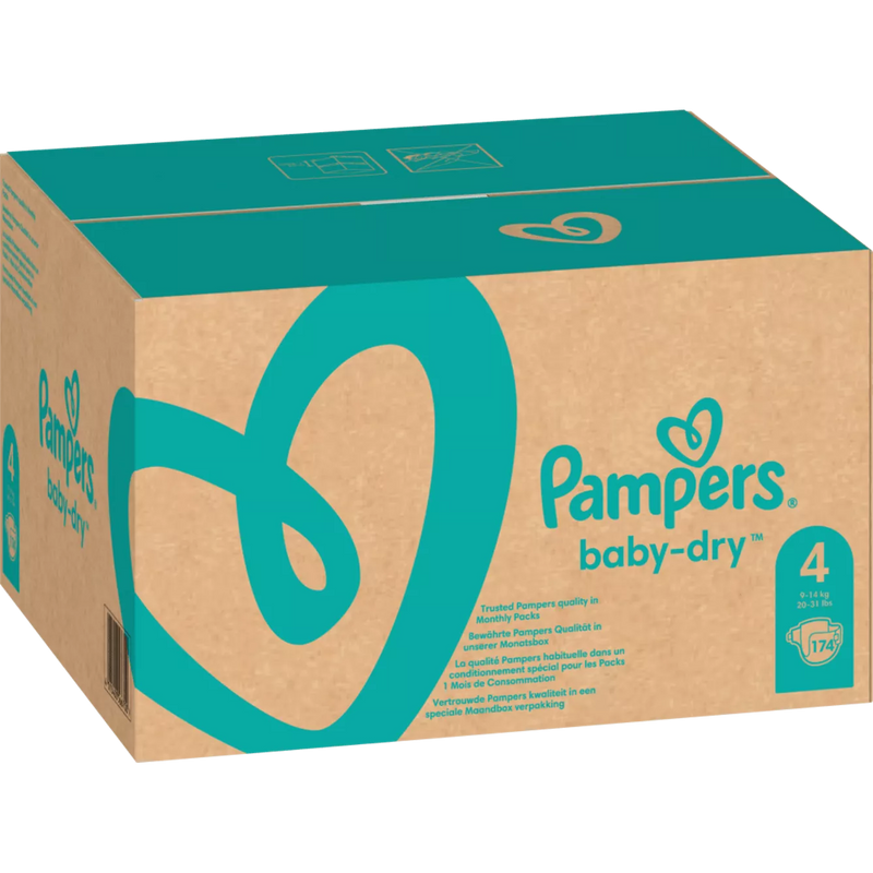 Pampers Luiers Baby-Dry maat 4 Maxi, 9-14 kg, maandbox, 174 stuks