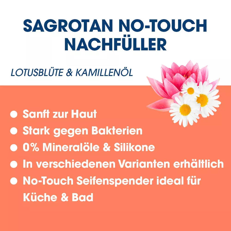 Sagrotan Zeepdispenser No Touch + navulling lotusbloesem & kamille olie, 1 stuk