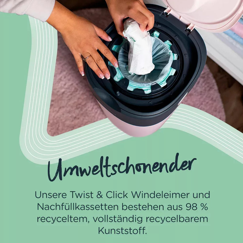Tommee Tippee Luieremmer Twist & Click Sangenic, inclusief 6x navulverpakking, wit, 1 st.