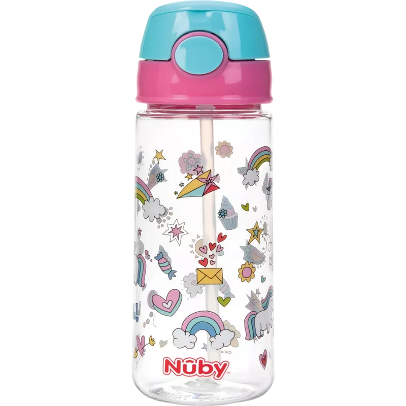 Nuby Beker met Zacht Rietje en Drukknop uit Tritan™ - Unicorns,530ml