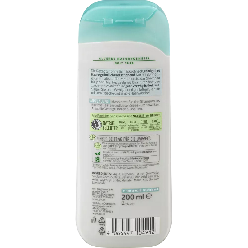 alverde NATURKOSMETIK Shampoo Pure, 200 ml