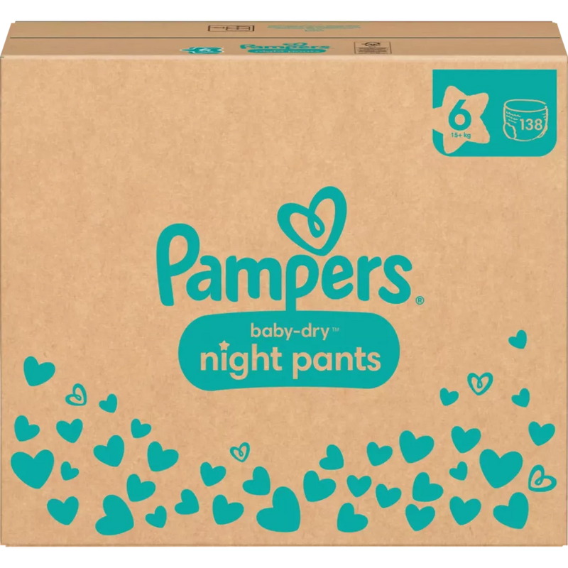 Pampers Babybroekjes nacht Baby Dry maat 6 (15+ kg), maandelijkse doos, 138 stuks.