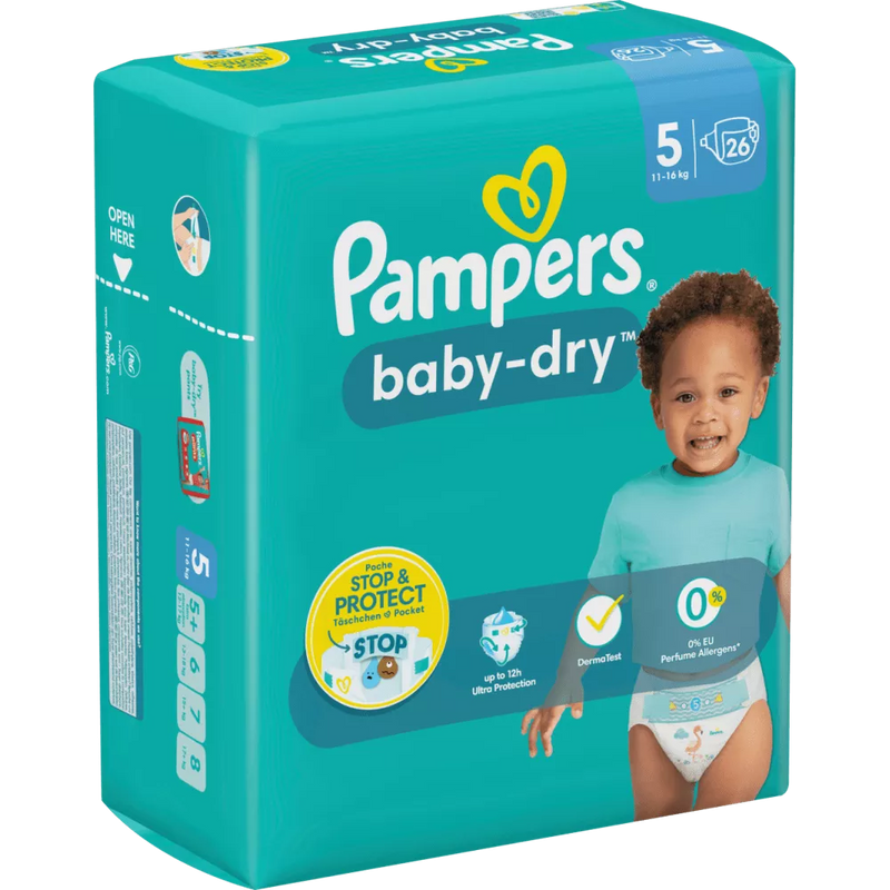 Pampers Luiers Baby Dry maat 5 Junior (11-16 kg), 26 stuks.