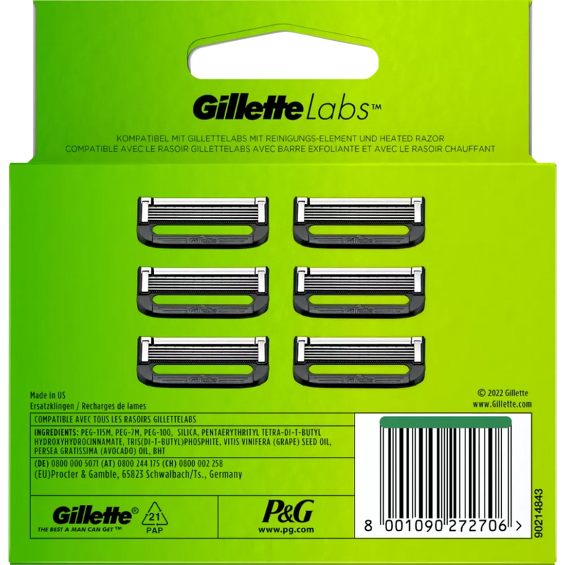 Gillette Labs Scheermesjes, 6 stuks
