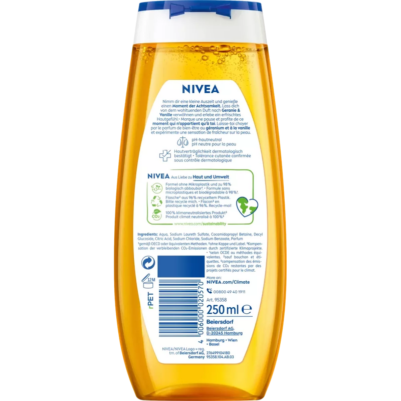 NIVEA Douchegel Zen Vibes met Geranium- & Vanillegeur, 250 ml