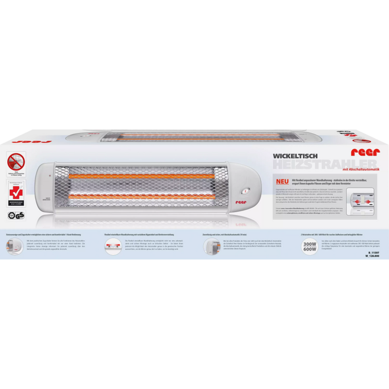 Reer Kleedtafel straalkachel 300/600W met automatische uitschakeling, 1 st.