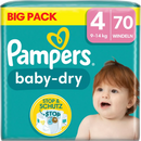 Couches Pampers Baby Dry taille 4 Maxi (9-14 kg), paquet en vrac, 70 pièces.