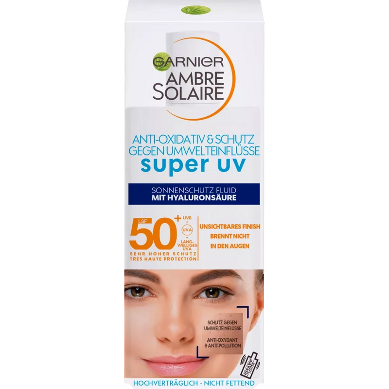 Garnier Ambre Solaire Zonnebrandcrème Sun Fluid Face super UV, SPF 50+, 40 ml