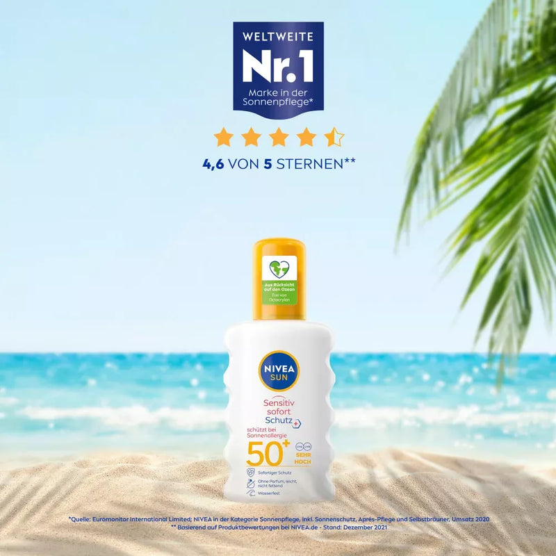 NIVEA SUN Sun Spray Onmiddellijke Bescherming Sensitive SPF 50+, 200 ml