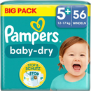 Couches Pampers Baby Dry Gr.5+ Junior Plus (12-17 kg), paquet en vrac, 56 pièces.