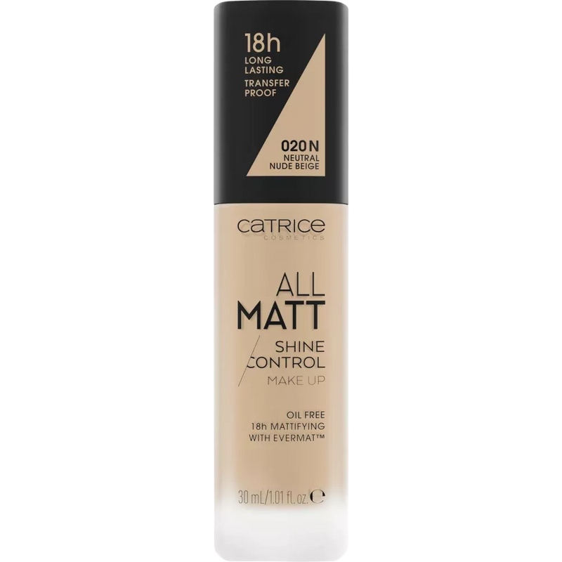 Catrice Foundation All Matt Shine Control 020 Neutral Nude Beige, 30 ml