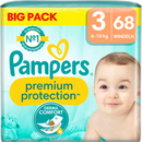 Couches Pampers Premium Protection taille 3 Midi (6-10 kg), vrac, 68 pièces.