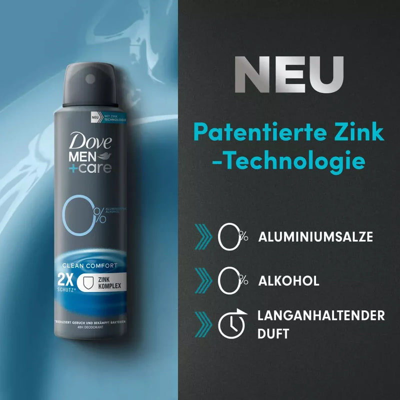 Dove MEN+CARE Clean Comfort deodorantspray met zinkcomplex, 150 ml