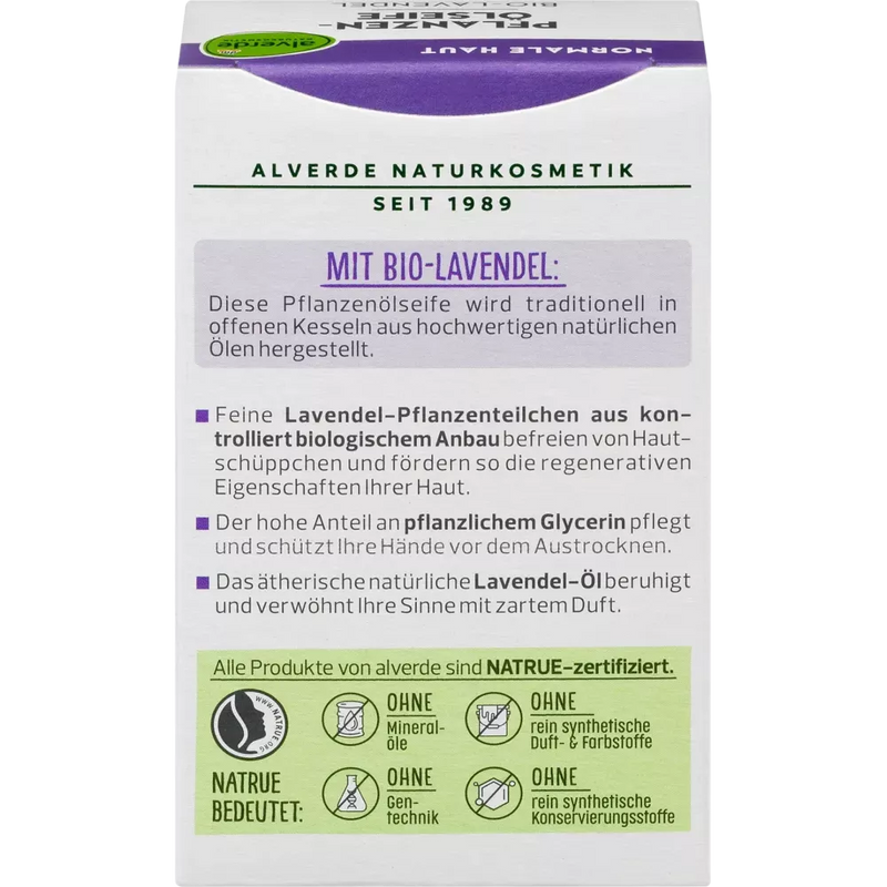 alverde NATURKOSMETIK Plantaardige oliezeep bio lavendel, zeepblokje, 100 g