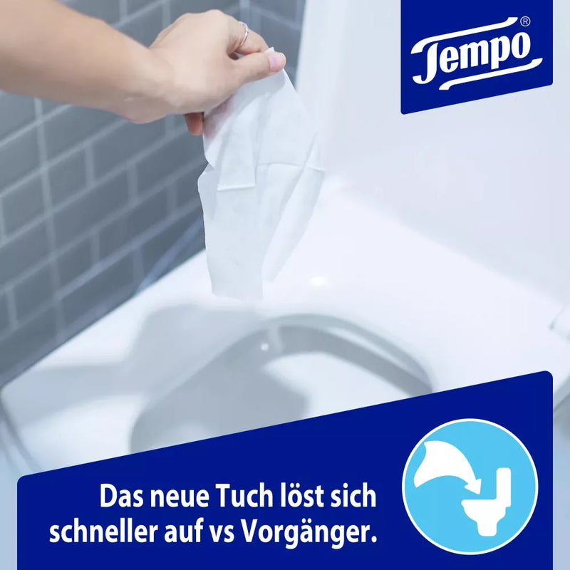 Tempo Vochtig toiletpapier zacht & zuiver (2 x 42 stuks), 84 stuks.