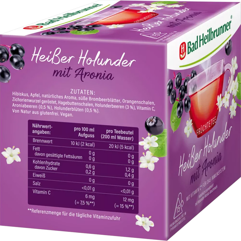 Bad Heilbrunner Vruchtenthee, warme vlierbes met appelbes (15 x 2,5 g), 37,5 g
