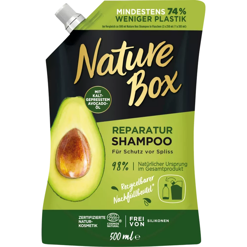 Nature Box Shampoo Repair met Avocado-olie Navulling, 500 ml