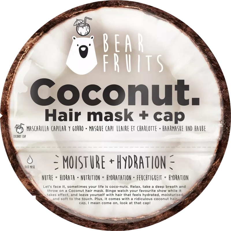 Bear Fruits Haarmasker Kokosnoot, Haarmasker + kapje, 20 ml