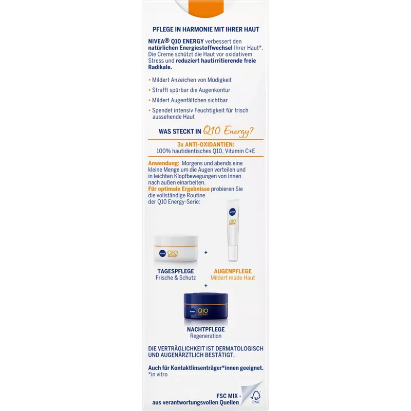 NIVEA Anti rimpel oogcrème Q10 Energy, 15 ml