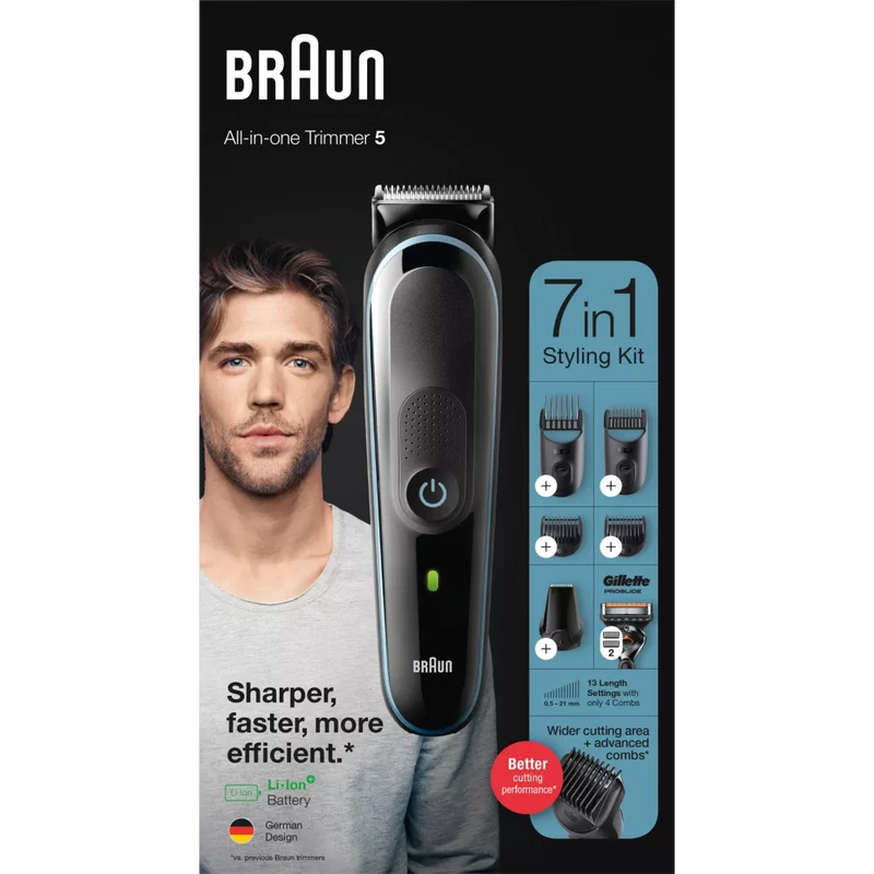 Braun Scheerapparaat voor het lichaam, Multi Grooming Kit All-in-one MGK5345 Zwart, 1 stuk