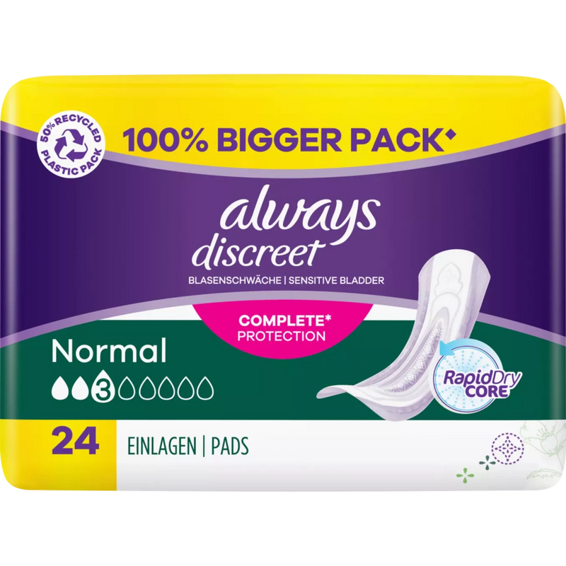 always Hygiene pads blaaszwakte Discreet Normaal Grootverpakking, 24 stuks