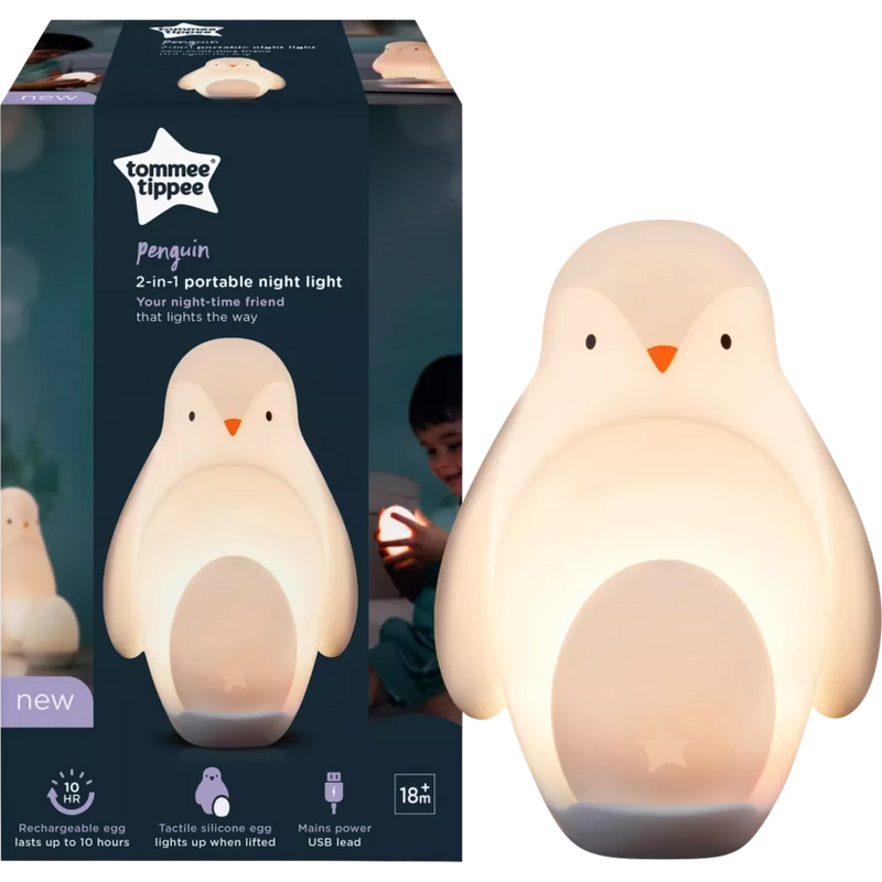 Tommee Tippee Nachtlampje pinguïn, draagbaar, 2-in-1, 1 stuk