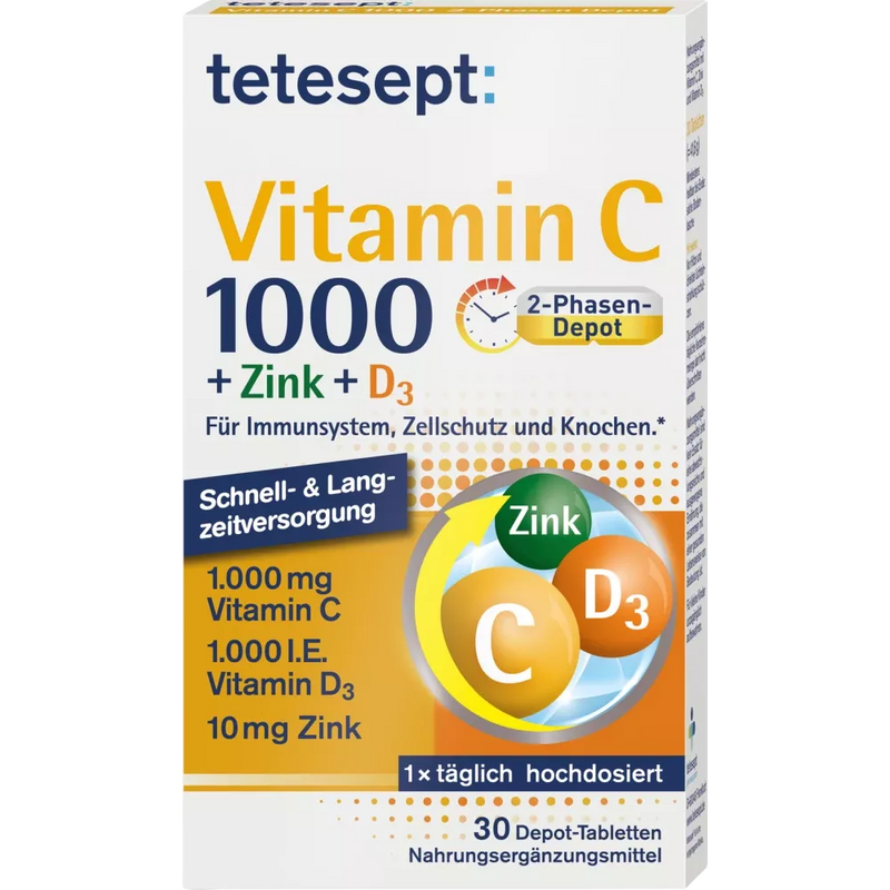 tetesept Vitamine C + Zink + D3 Tabletten 30 stuks, 41,6 g