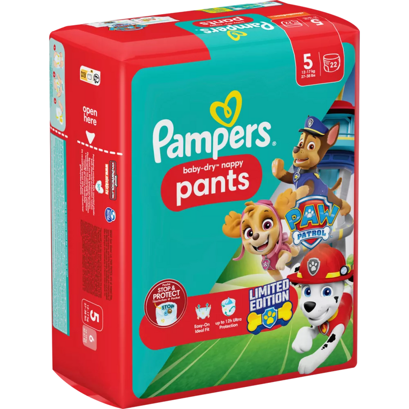 Pampers Baby Broekjes Baby Dry maat 5 Junior (12-17 kg) Limited Edition Paw Patrol, 22 stuks.